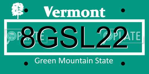 8GSL22 Vermont License Plate