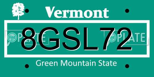 8GSL72 Vermont License Plate