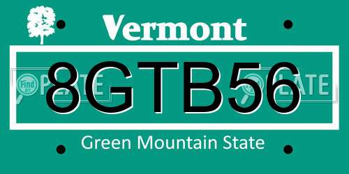 8GTB56 Vermont License Plate