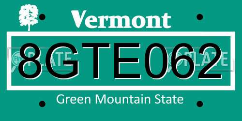 8GTE062 Vermont License Plate