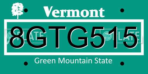 8GTG515 Vermont License Plate