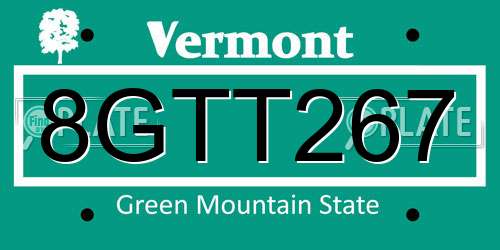 8GTT267 Vermont License Plate