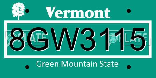 8GW3115 Vermont License Plate