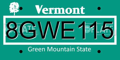 8GWE115 Vermont License Plate