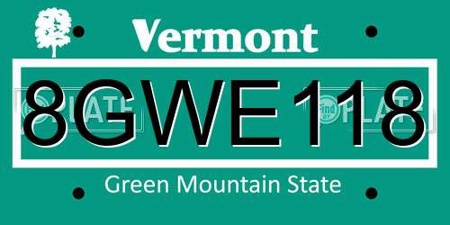 8GWE118 Vermont License Plate