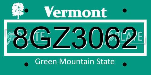 8GZ3062 Vermont License Plate