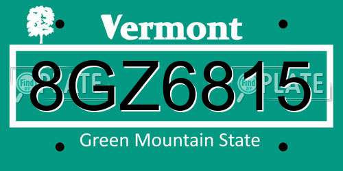 8GZ6815 Vermont License Plate