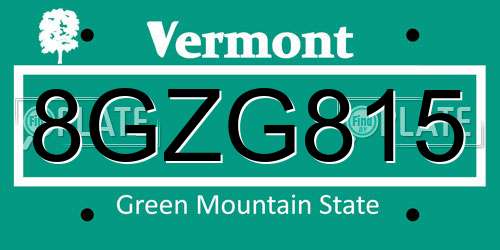 8GZG815 Vermont License Plate