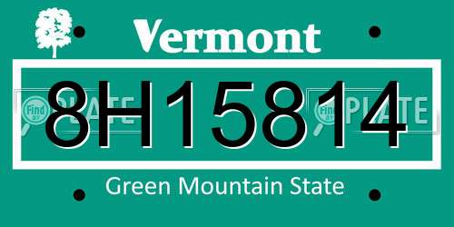 8H15814 Vermont License Plate