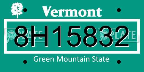 8H15832 Vermont License Plate