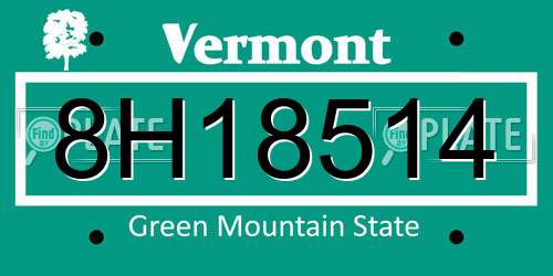 8H18514 Vermont License Plate