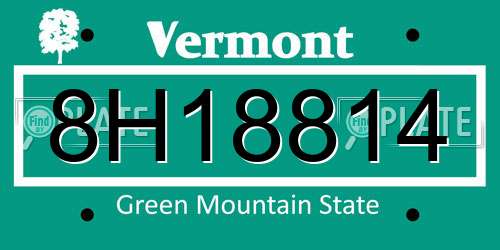 8H18814 Vermont License Plate