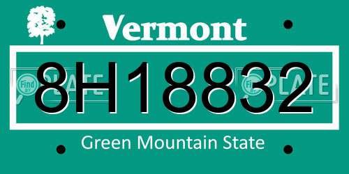 8H18832 Vermont License Plate