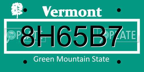 8H65B7 Vermont License Plate