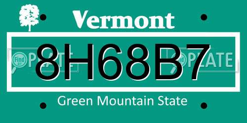 8H68B7 Vermont License Plate