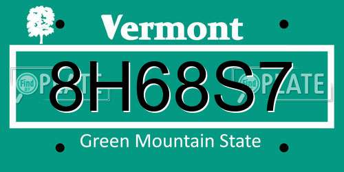 8H68S7 Vermont License Plate