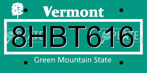 8HBT616 Vermont License Plate