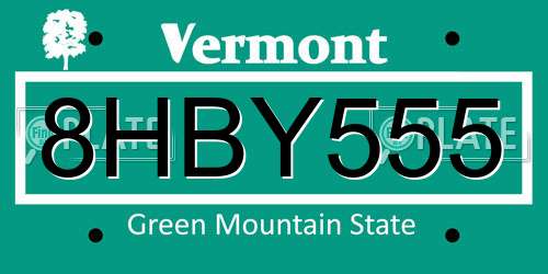 8HBY555 Vermont License Plate