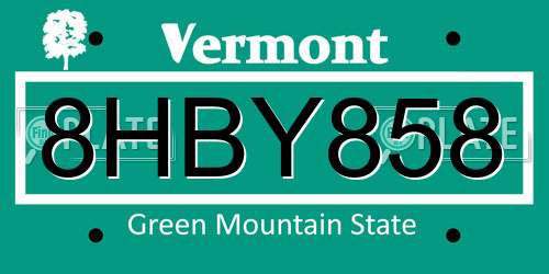 8HBY858 Vermont License Plate