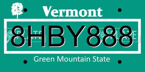 8HBY888 Vermont License Plate