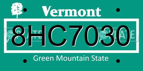 8HC7030 Vermont License Plate