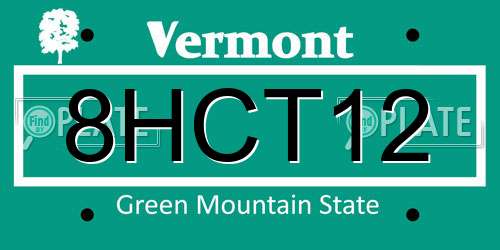8HCT12 Vermont License Plate