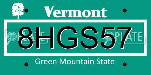 8HGS57 Vermont License Plate