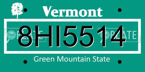 8HI5514 Vermont License Plate