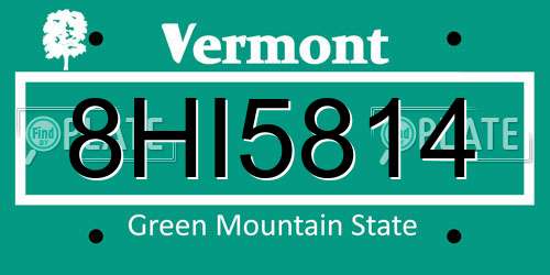 8HI5814 Vermont License Plate