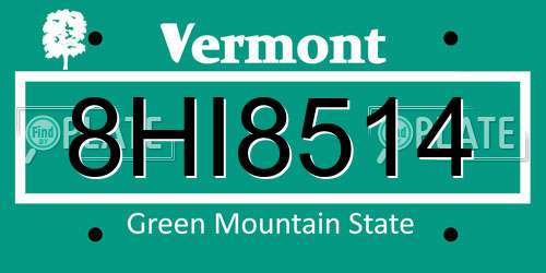 8HI8514 Vermont License Plate