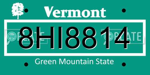 8HI8814 Vermont License Plate