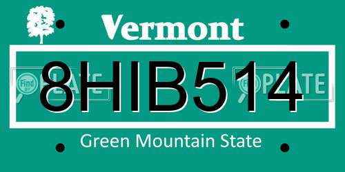 8HIB514 Vermont License Plate