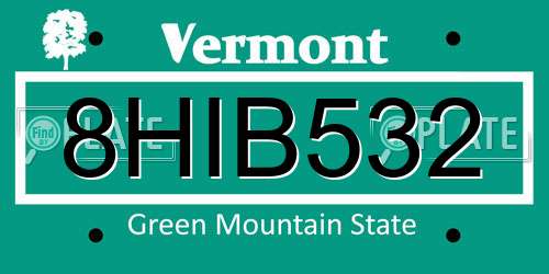 8HIB532 Vermont License Plate