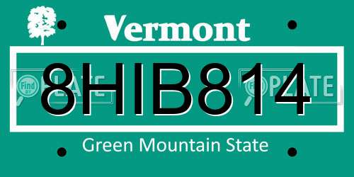8HIB814 Vermont License Plate