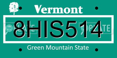8HIS514 Vermont License Plate