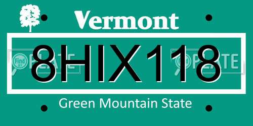 8HIX118 Vermont License Plate