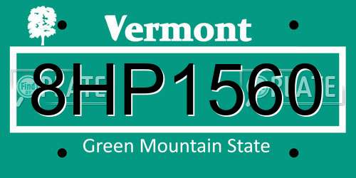 8HP1560 Vermont License Plate