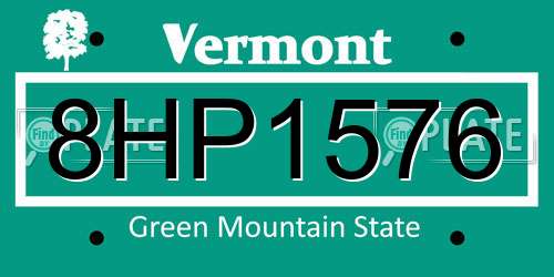 8HP1576 Vermont License Plate