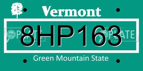 8HP163 Vermont License Plate