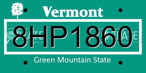 8HP1860 Vermont License Plate