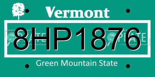 8HP1876 Vermont License Plate