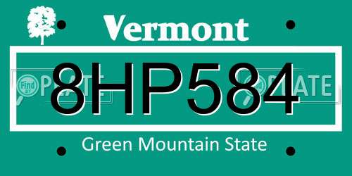 8HP584 Vermont License Plate