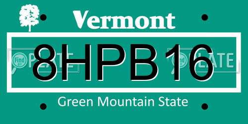 8HPB16 Vermont License Plate