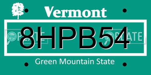 8HPB54 Vermont License Plate