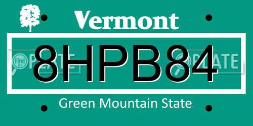 8HPB84 Vermont License Plate