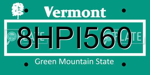 8HPI560 Vermont License Plate
