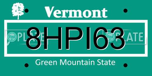 8HPI63 Vermont License Plate