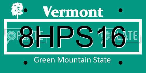 8HPS16 Vermont License Plate