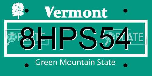 8HPS54 Vermont License Plate