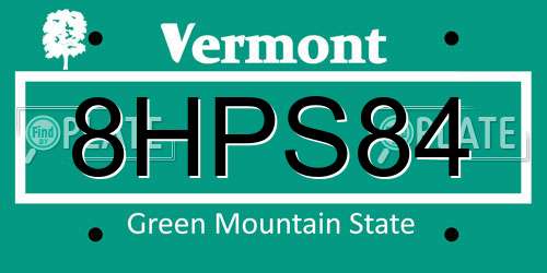 8HPS84 Vermont License Plate